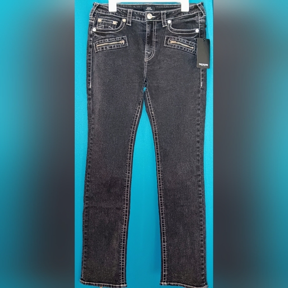 True Religion~Billie Mid Rise Moto Jeans~Women's Size 31 - Picture 1 of 7